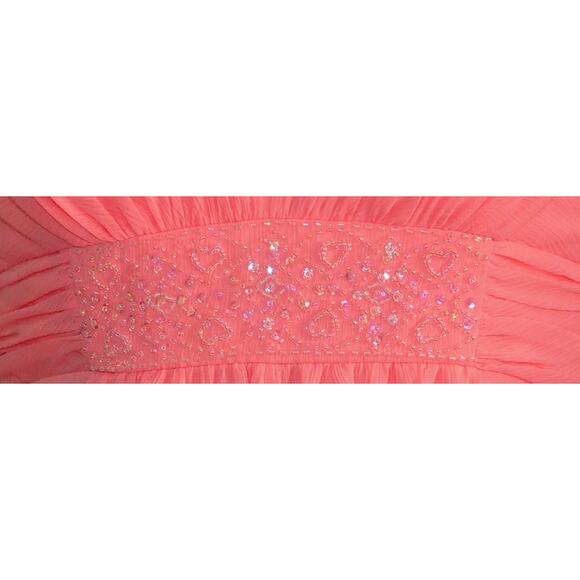Beaded Strapless Chiffon Evening Gown Dress 2 Fairy Glam Babydoll Occasion Prom - Picture 4 of 5